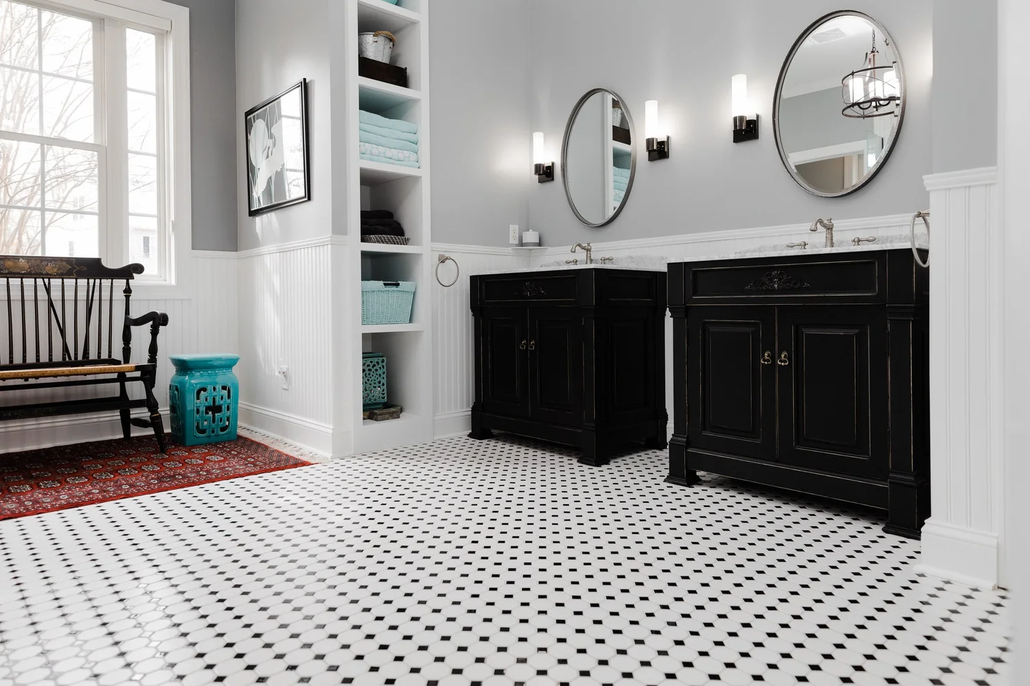 Perspective showing coordinated materials and finishes from Bathroom Remodel — Greensprings West Williamsburg Virginia — Project 3 by VanFleet Homes