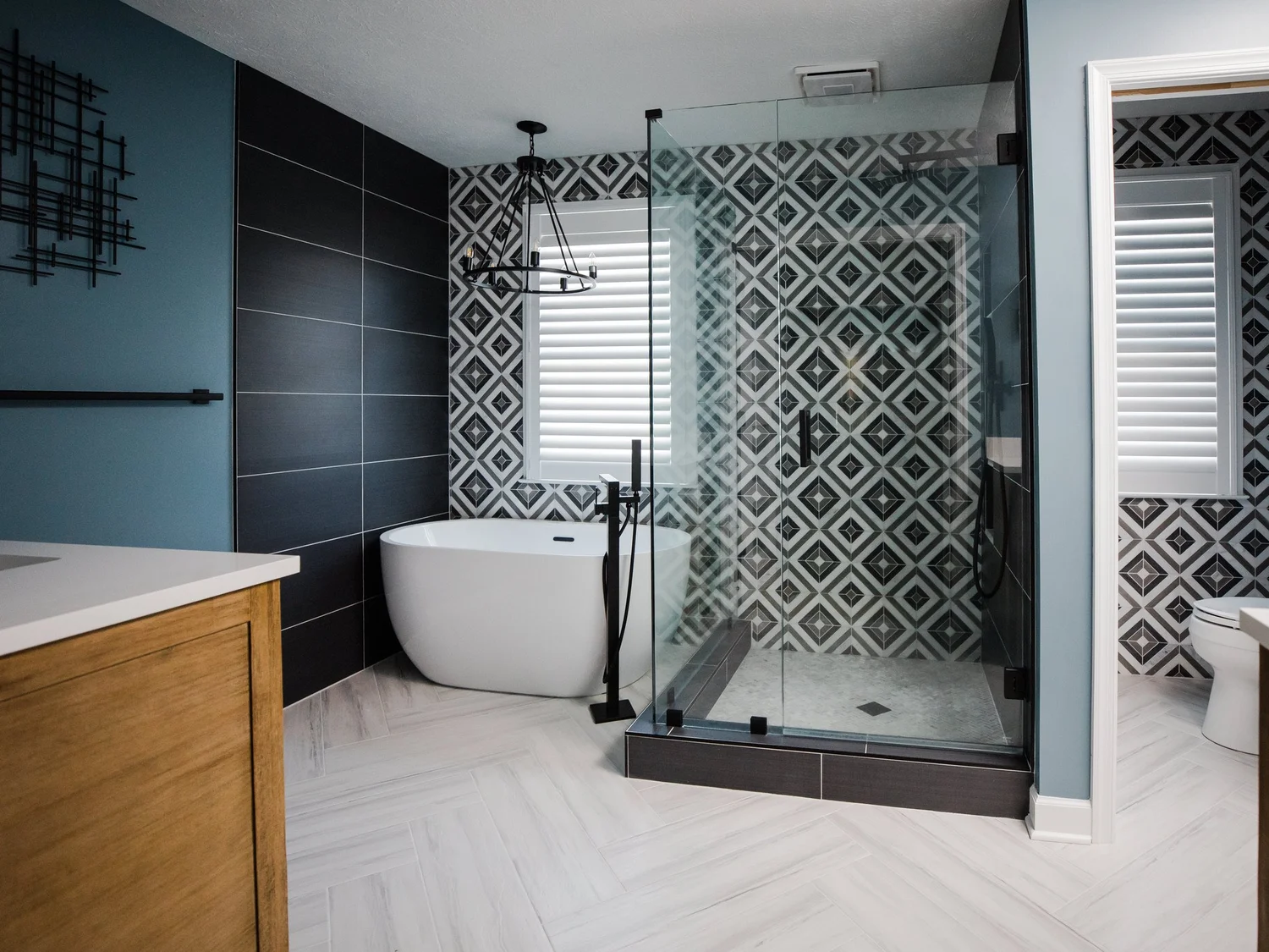 Alternate perspective across the renovated space from Bathroom Remodel — Kiln Creek Newport News Virginia by VanFleet Homes