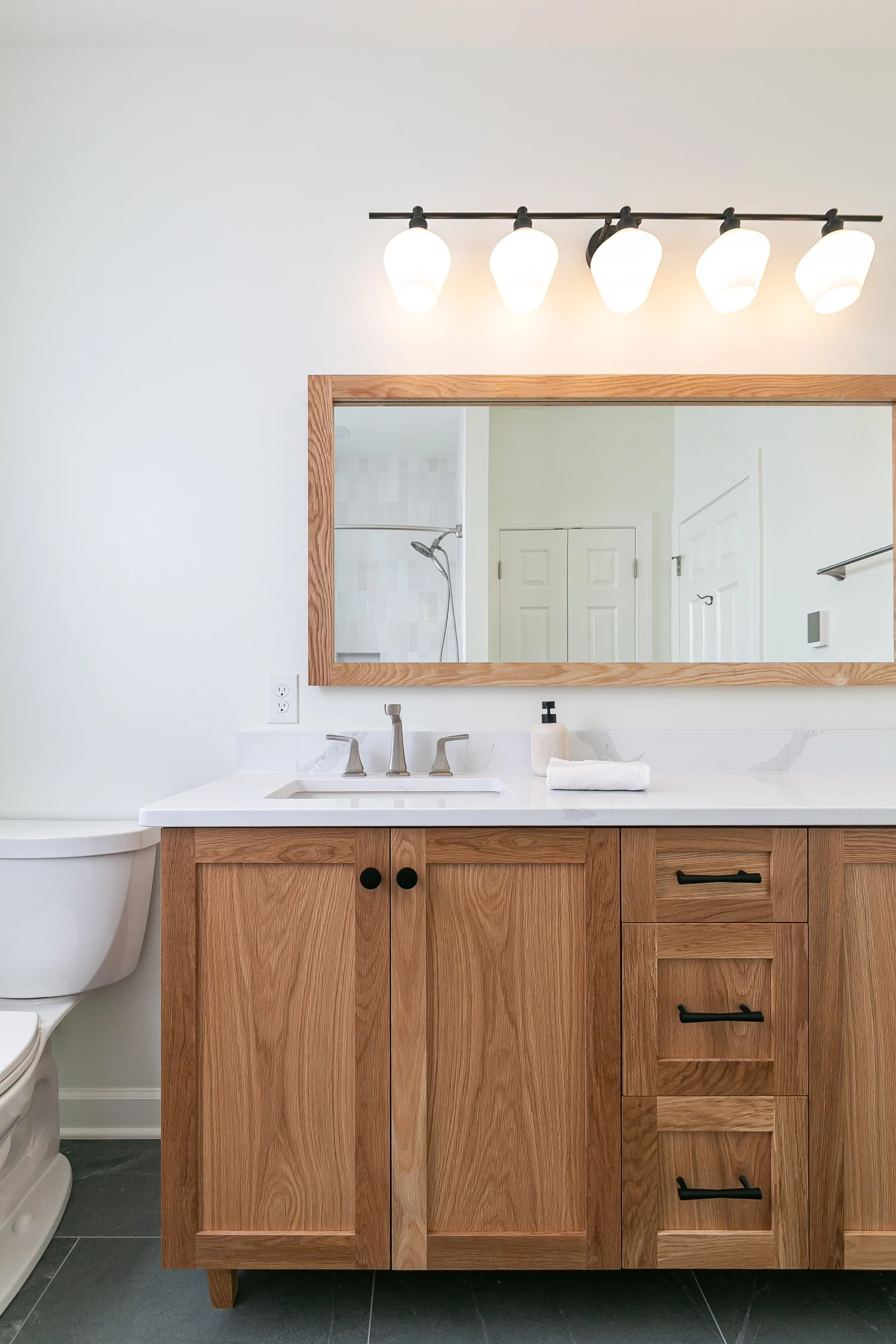 Detail-focused view of the completed remodel from Bathroom Remodel — Holly Grove Williamsburg Virginia by VanFleet Homes
