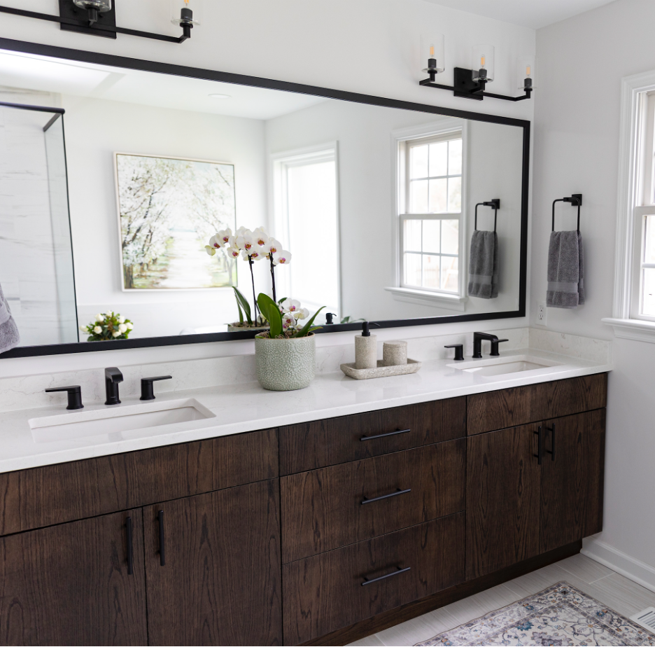 Perspective showing coordinated materials and finishes from Bathroom Remodel — Seaford Virginia by VanFleet Homes
