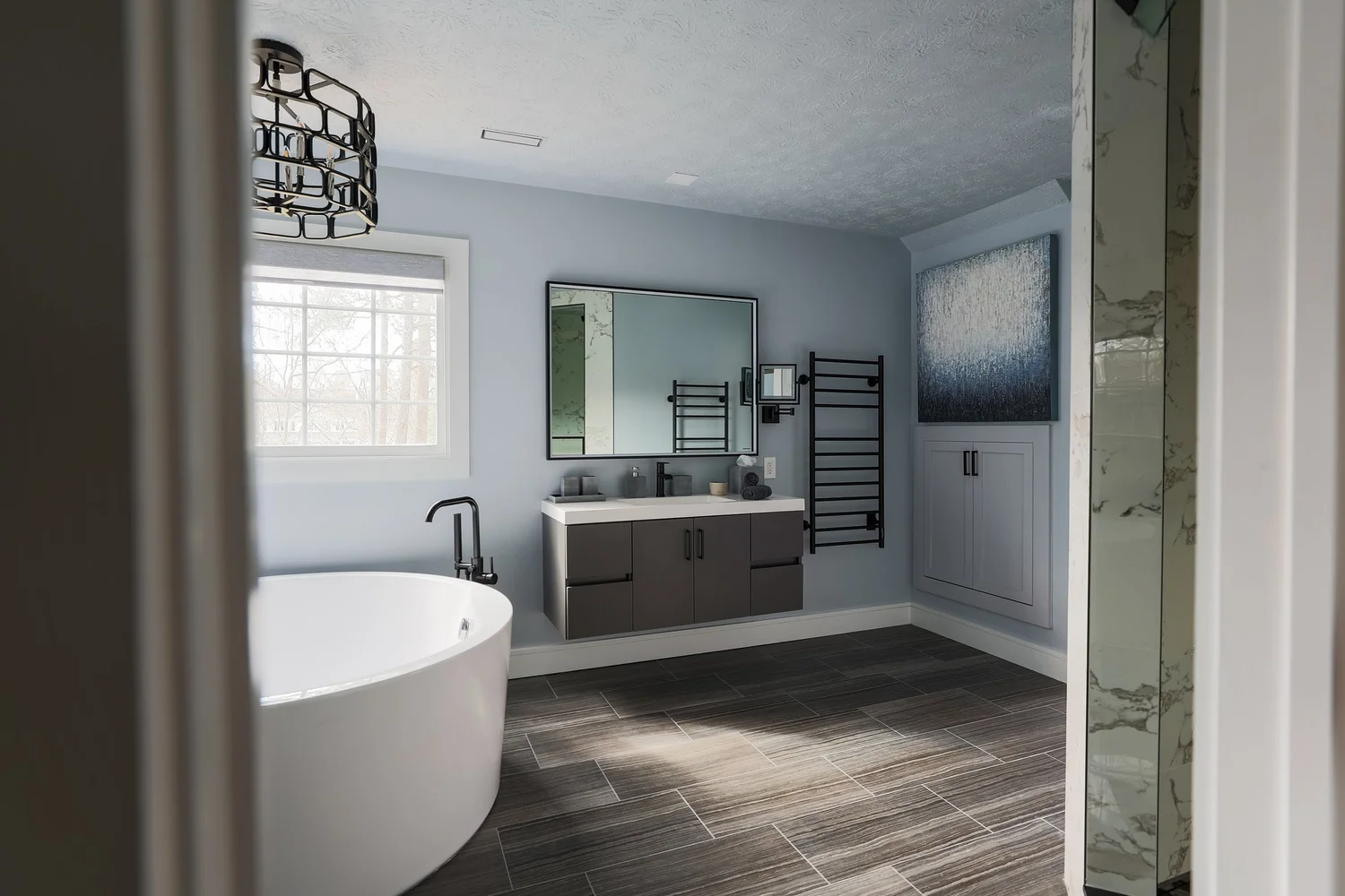View showing the renovated elements working together from Bathroom Remodel — Greensprings West Williamsburg Virginia — Project 2 by VanFleet Homes