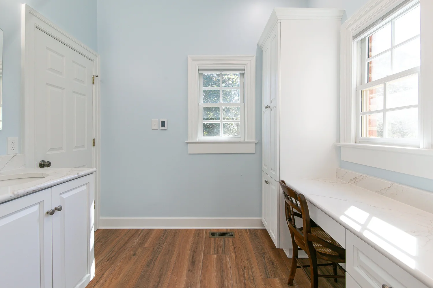 Perspective showing coordinated materials and finishes from Bathroom Remodel — The Cove Williamsburg Virginia by VanFleet Homes