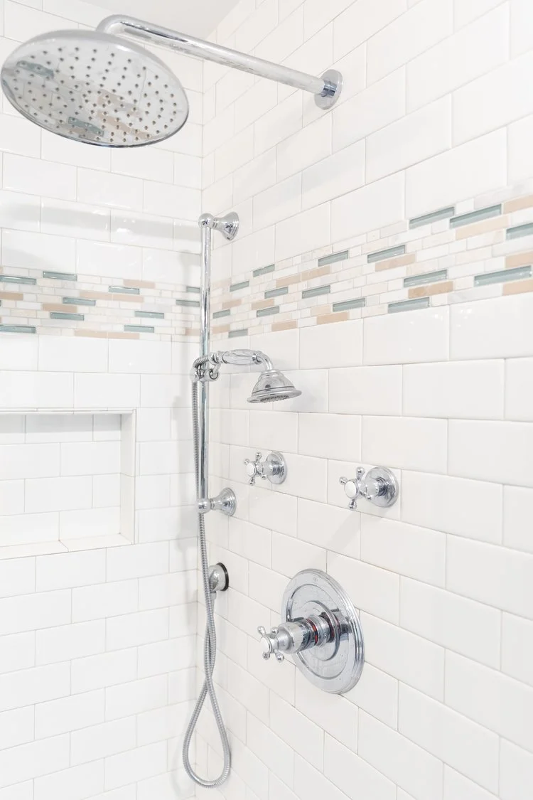 Closer perspective on the finish work from Bathroom Remodel — Multi-Bath Remodel Queenslake Williamsburg Virginia by VanFleet Homes