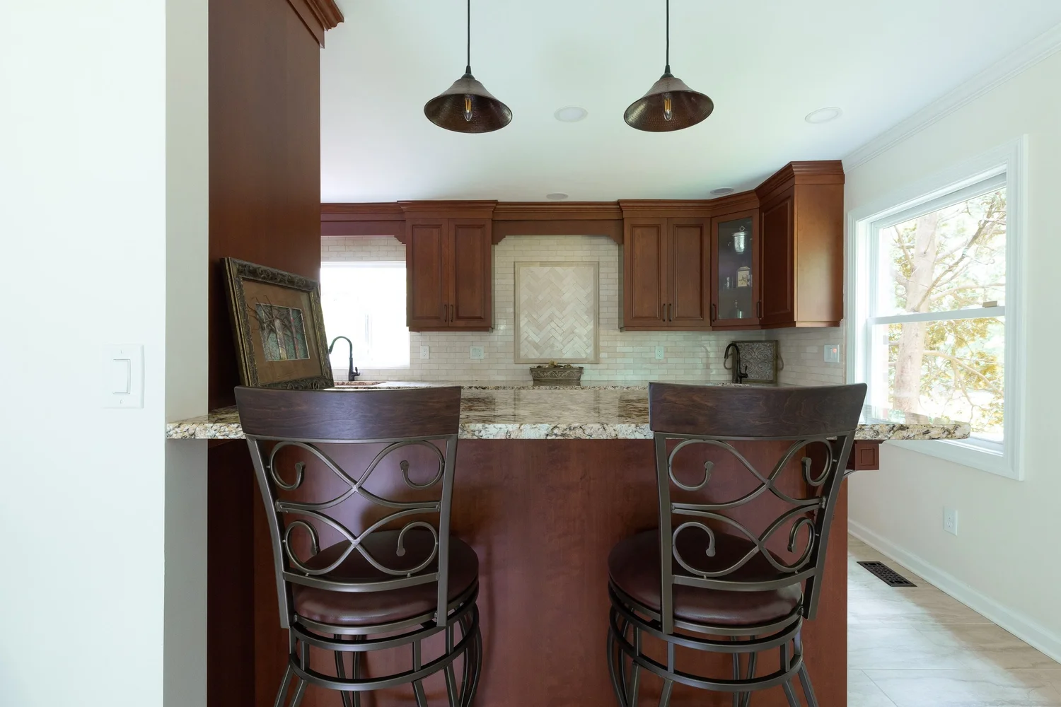Alternate perspective across the renovated space from Kitchen Remodel — Fenton Mill Williamsburg Virginia by VanFleet Homes