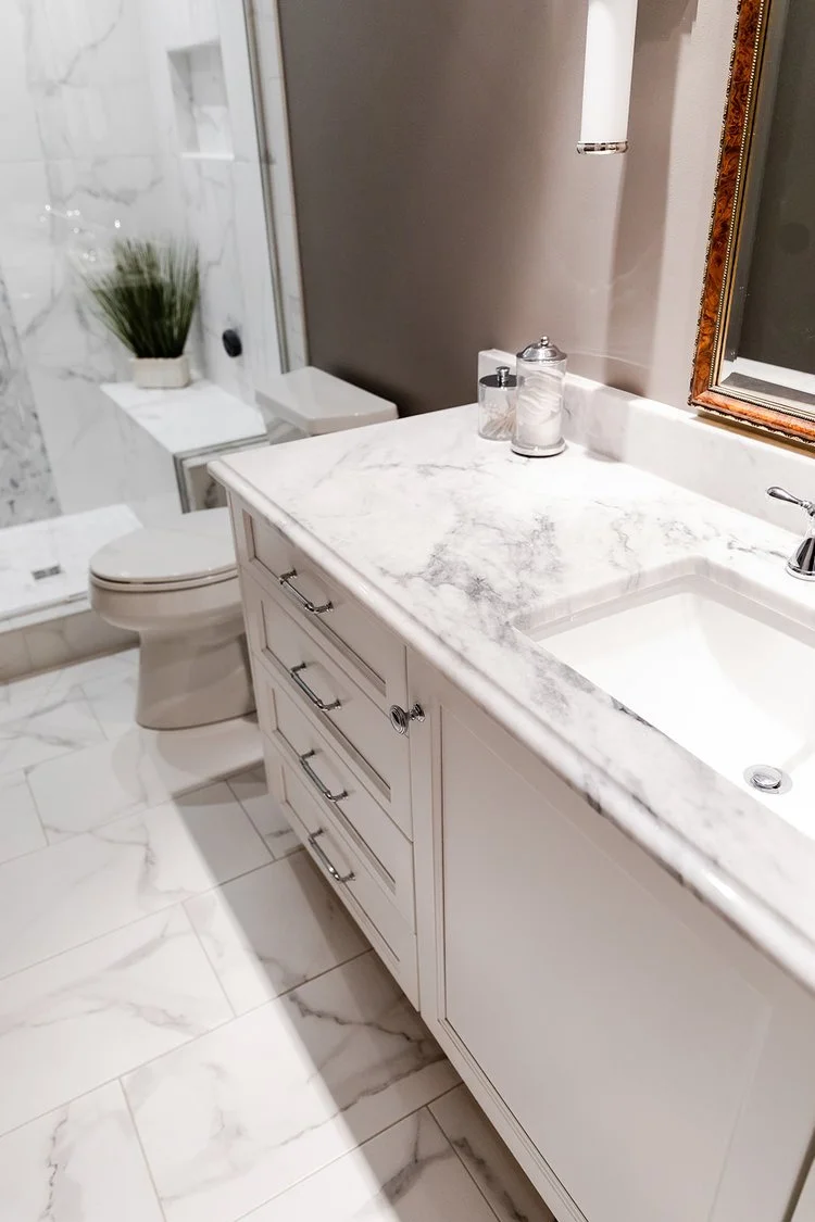 Perspective highlighting the new layout and flow from Bathroom Remodel — Fyfe Court Williamsburg Virginia by VanFleet Homes