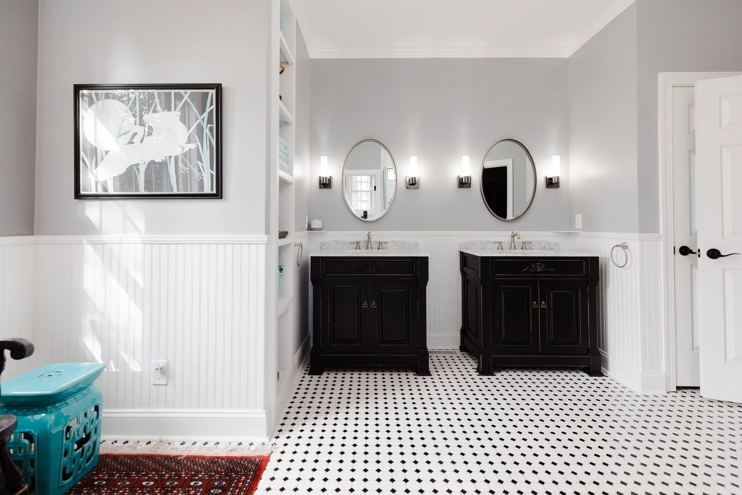 View showing the renovated elements working together from Bathroom Remodel — Greensprings West Williamsburg Virginia — Project 3 by VanFleet Homes