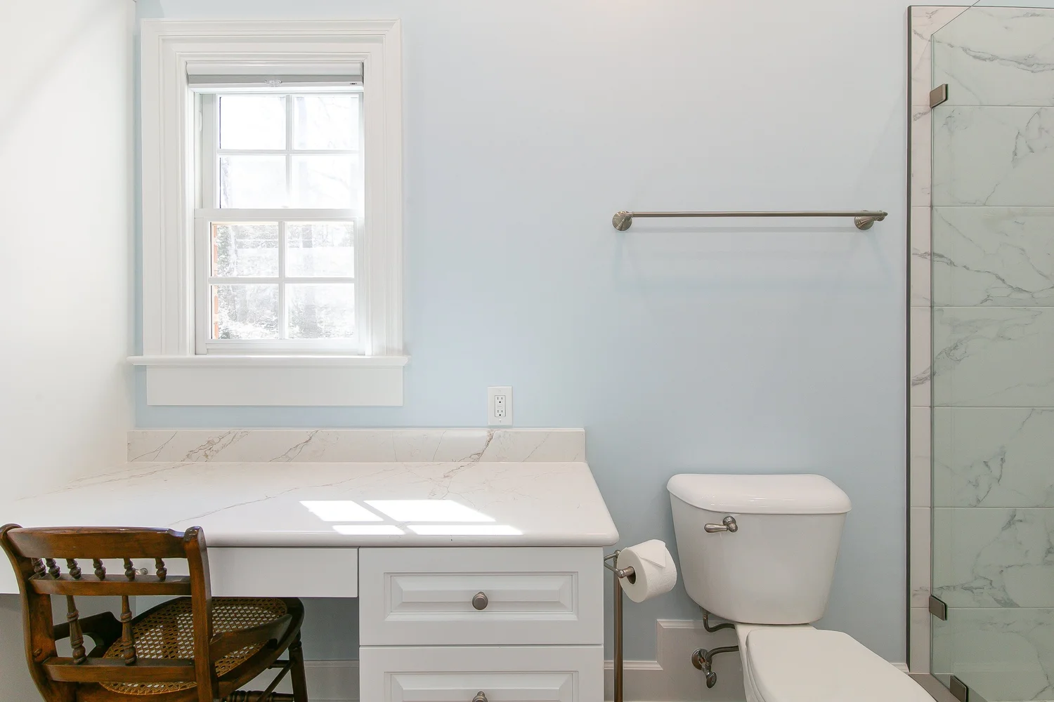 Detail-focused view of the completed remodel from Bathroom Remodel — The Cove Williamsburg Virginia by VanFleet Homes