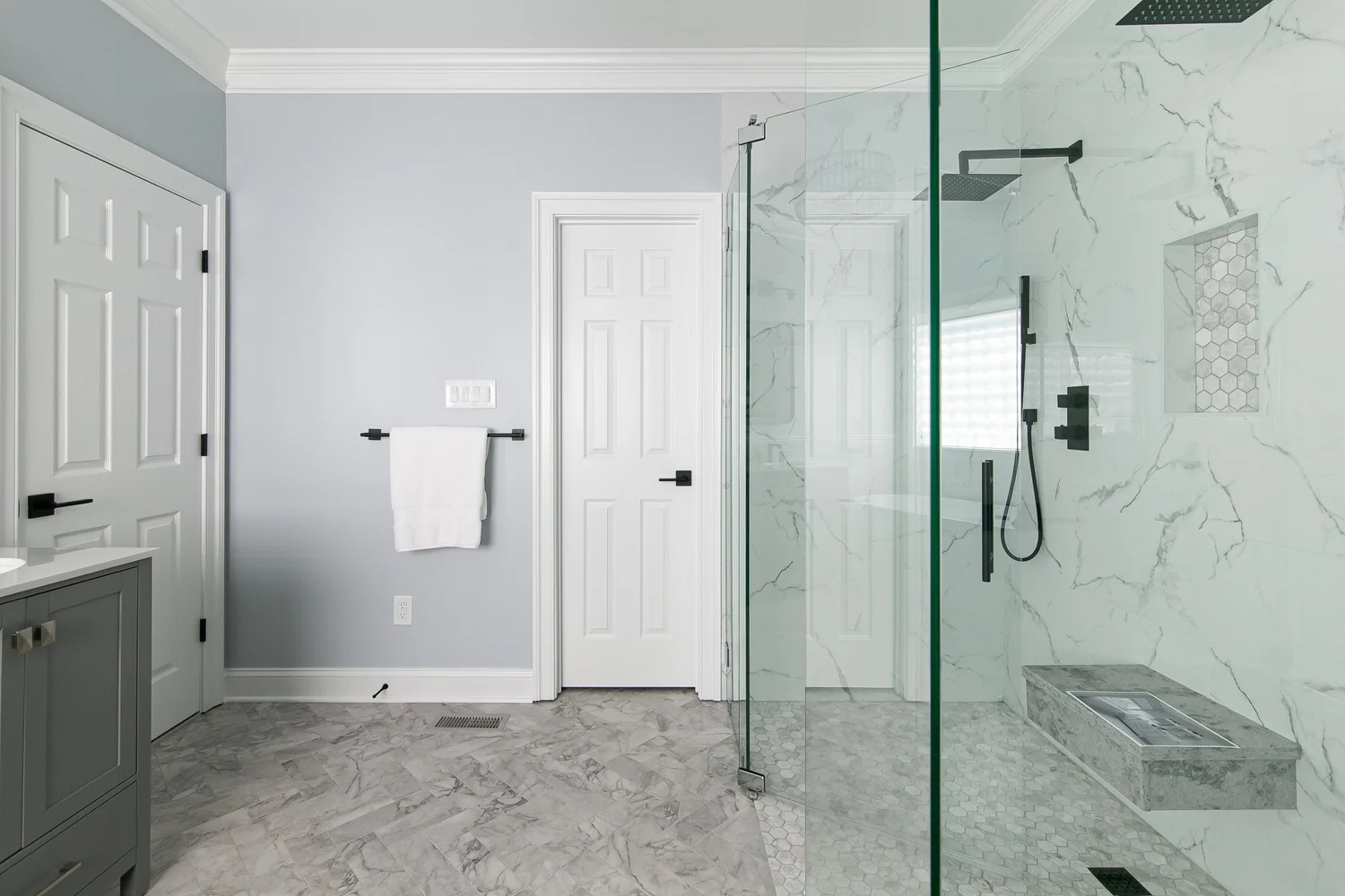 Material and craftsmanship perspective from Bathroom Remodel — Greensprings West Williamsburg Virginia — Project 1 by VanFleet Homes