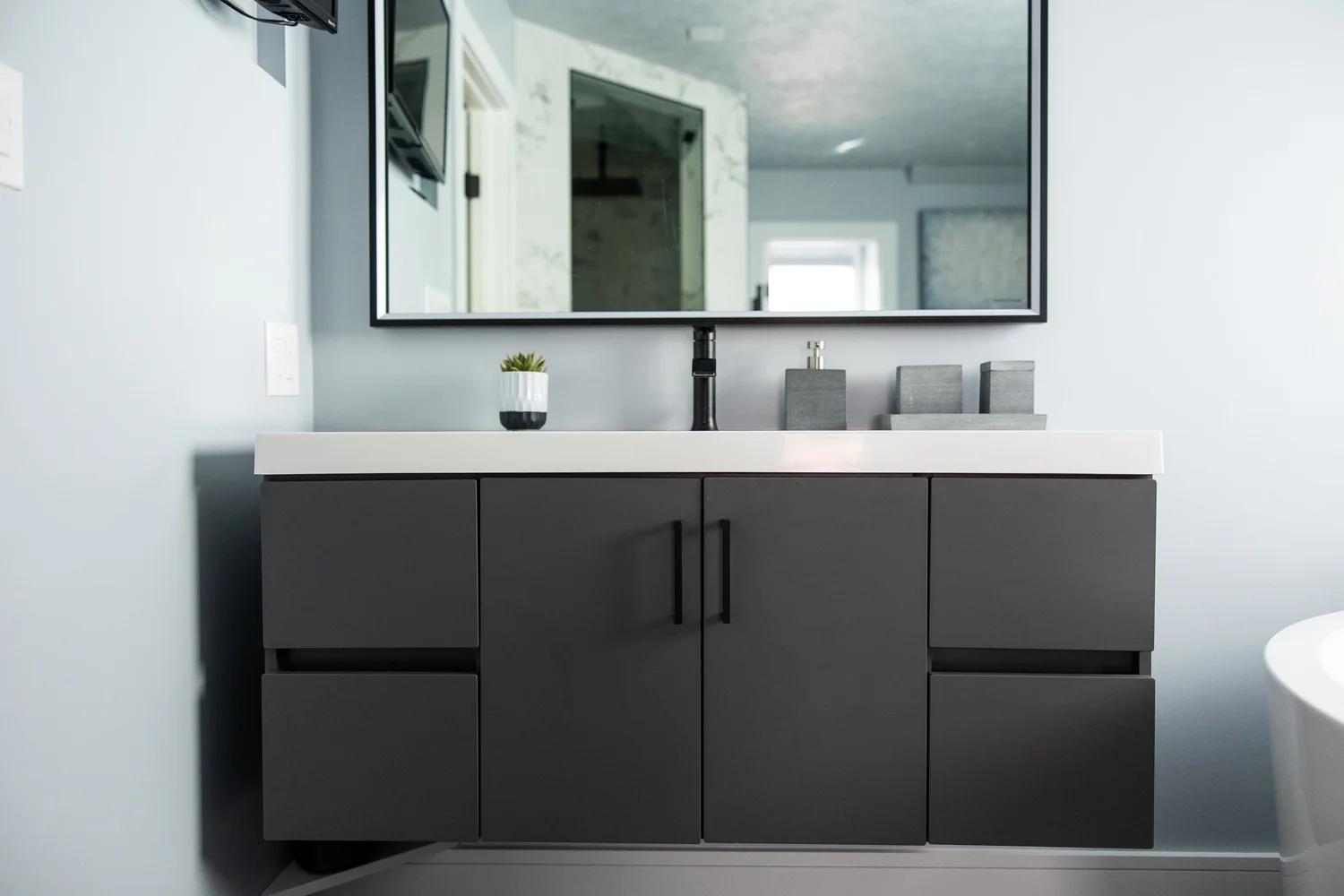 Alternate perspective across the renovated space from Bathroom Remodel — Greensprings West Williamsburg Virginia — Project 2 by VanFleet Homes