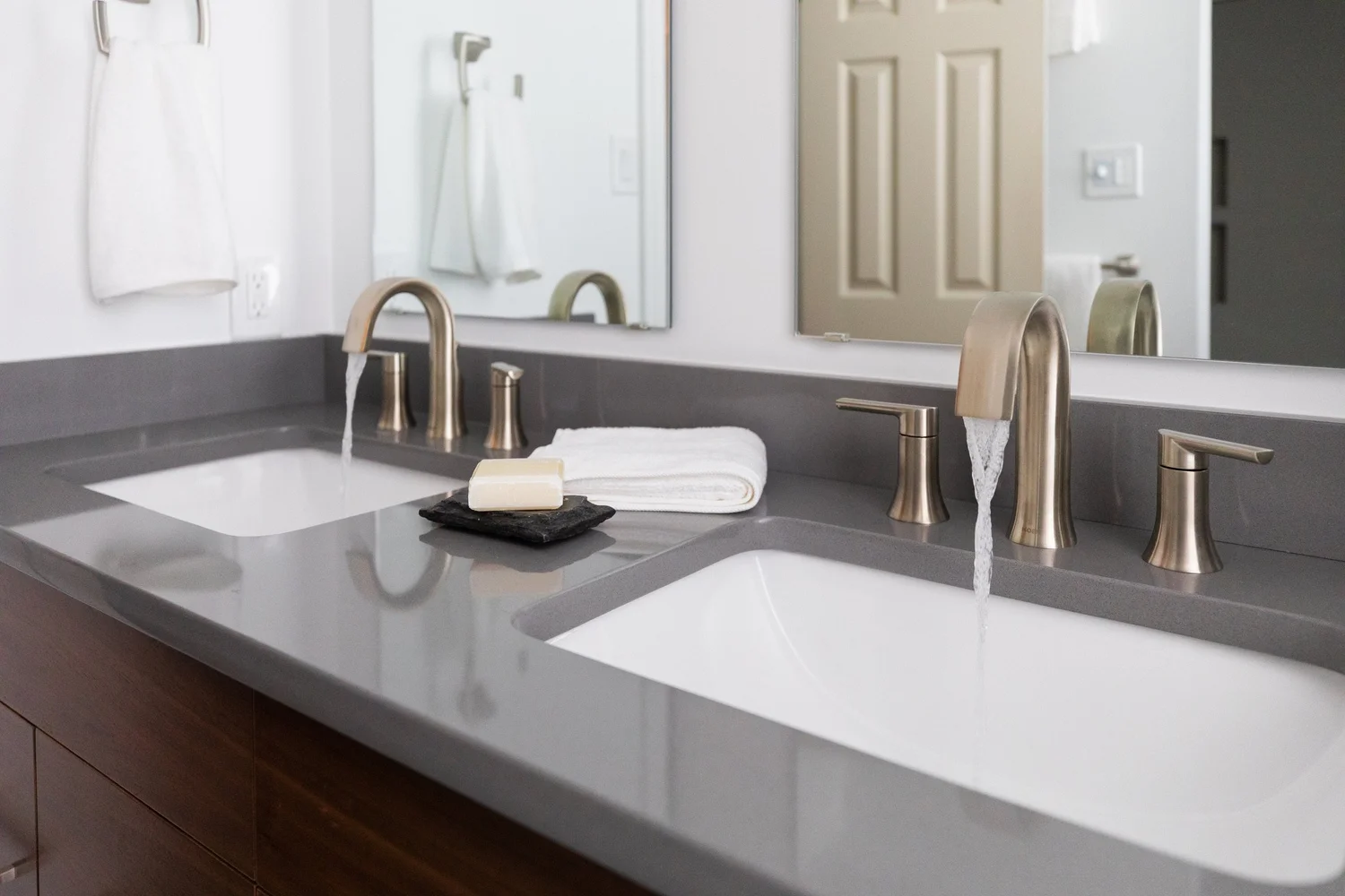 Perspective showing coordinated materials and finishes from Bathroom Remodel — Queenslake Yorktown Virginia by VanFleet Homes