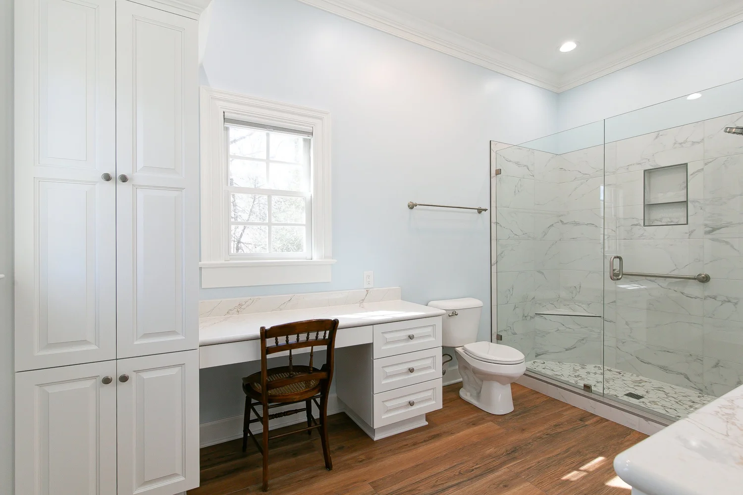 View showing the renovated elements working together from Bathroom Remodel — The Cove Williamsburg Virginia by VanFleet Homes