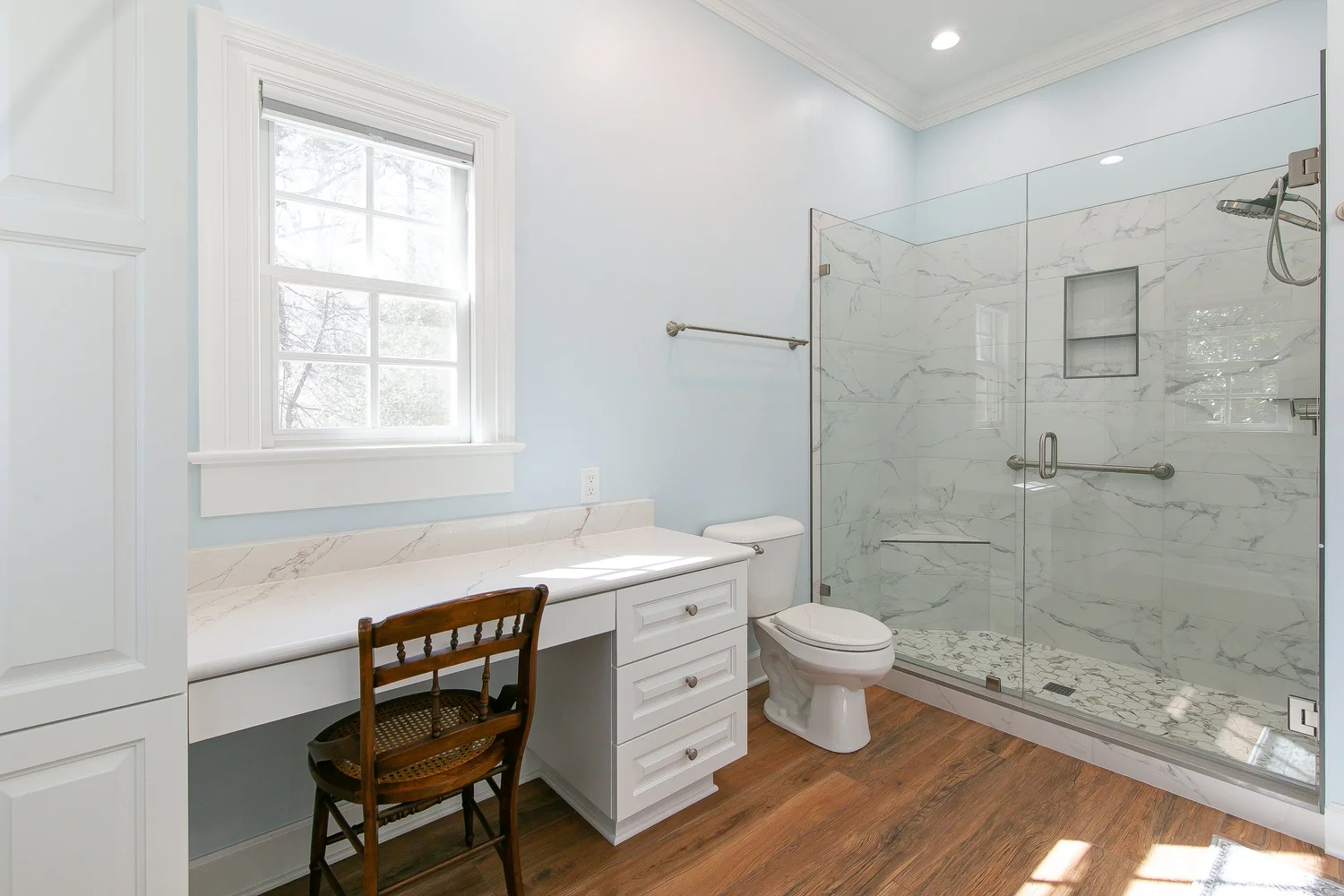 Secondary room perspective with completed details from Bathroom Remodel — The Cove Williamsburg Virginia by VanFleet Homes