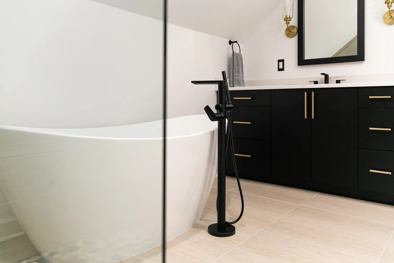 Perspective showing coordinated materials and finishes from Bathroom Remodel — Kingsmill Williamsburg Virginia by VanFleet Homes