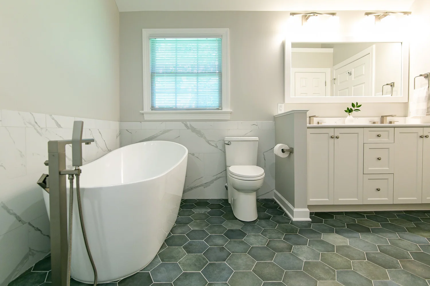 Detail-focused view of the completed remodel from Bathroom Remodel — Powhatan Williamsburg Virginia by VanFleet Homes